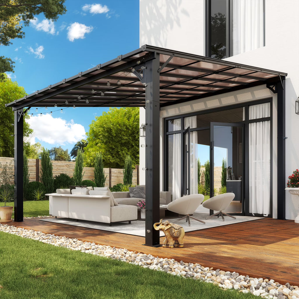 2026 NewAoxun 8' x 5' Gazebo for Patio, Gazebo Pergola with Sloped Roof, Grill Gazebo Large Wall-Mounted Heavy Duty Awnings, for Backyard, Deck, Patio