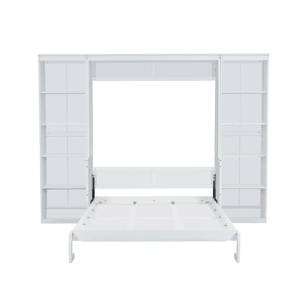 2026 NewQueen Size Murphy Bed with Desk and Bookshelf(White)