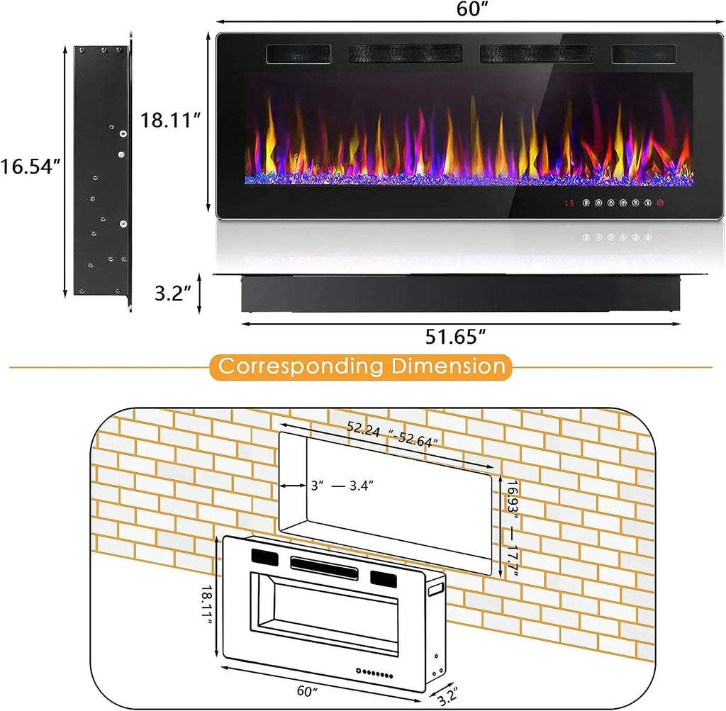 2026 NewVitesse Electric Fireplace 50 in 1500 W