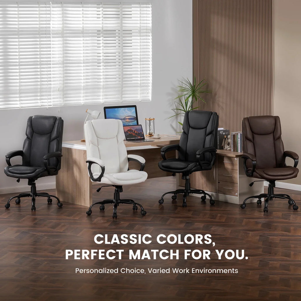2026 NewMainstays Executive Ergonomic High Back Leather Home Office Desk Chair, Black