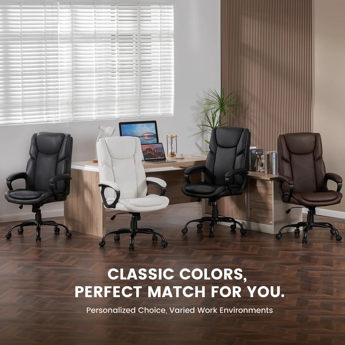 2026 NewMainstays Executive Ergonomic High Back Leather Home Office Desk Chair, Black