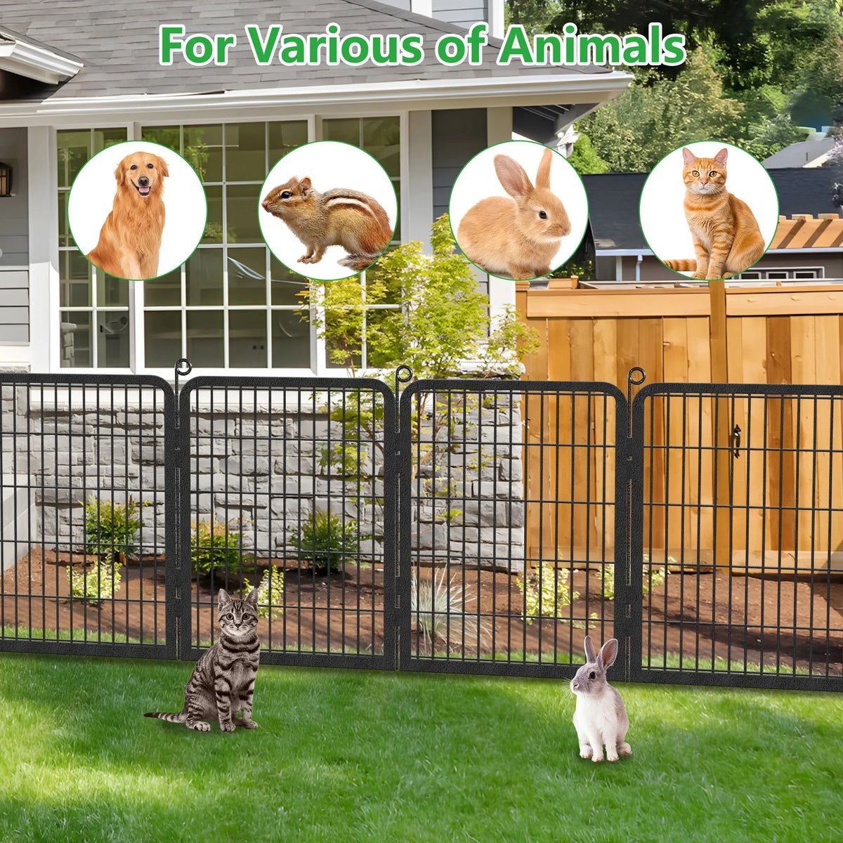 2026 NewGarden Fence with Gate Fencing No Dig Fence Panels 30ft(L)"32in(H) for Yard Animal Barrier Decorative Garden Fencing for Backyard Patio Garden Fences and Borders for Dogs