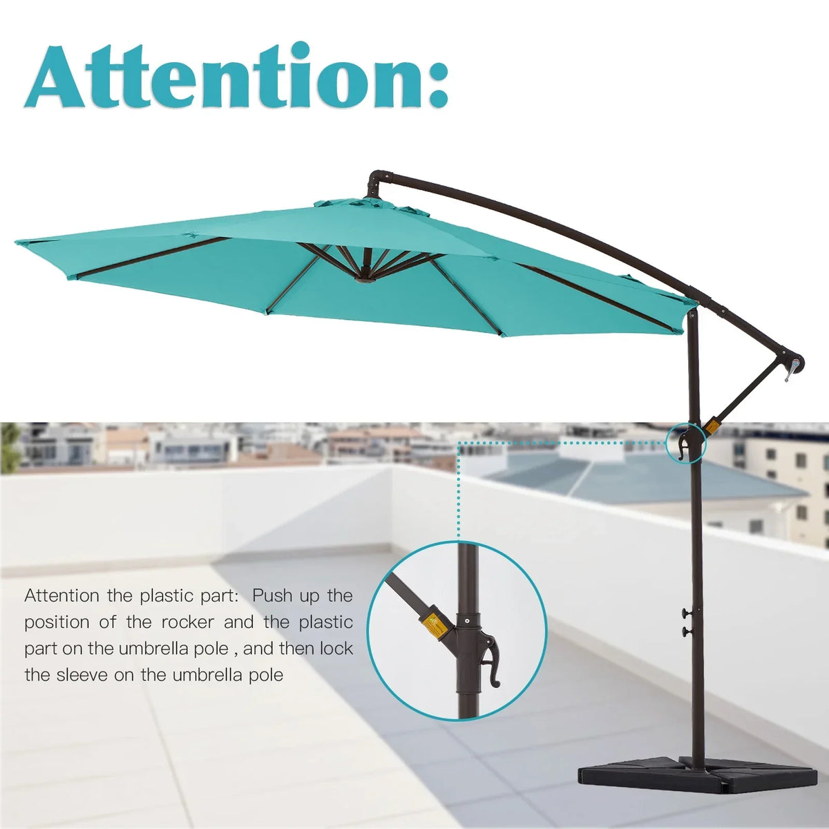 2026 NewJUSTLET 10ft Heavy Duty Patio Hanging Offset Cantilever Patio Umbrella W/ 4-Piece Base Included Included, Beige