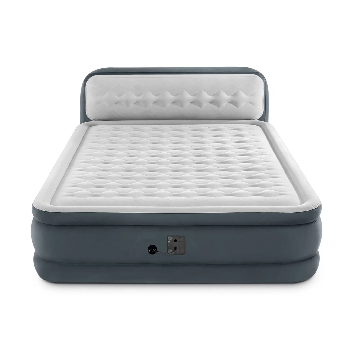 2026 NewOpen Box Intex Dura-Beam Deluxe Plush Headboard Queen Mattress Built-In Pump