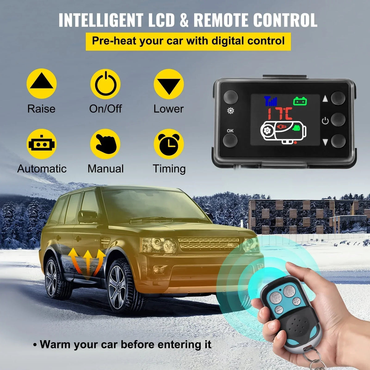 2026 NewVEVORbrand 5KW Diesel Air Heater 10L Tank Diesel Heater 12V Diesel Parking Heater Muffler with LCD Thermostat and Remote Control for RV Bus Trailer Motor-home and Boats