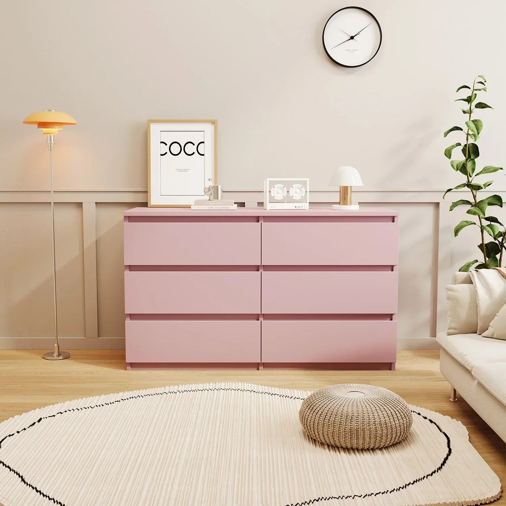2026 NewResenkos Modern Mid Century 6 Drawer Wide Dressers Chests for Bedroom, Chest of Drawer Organizer Grey