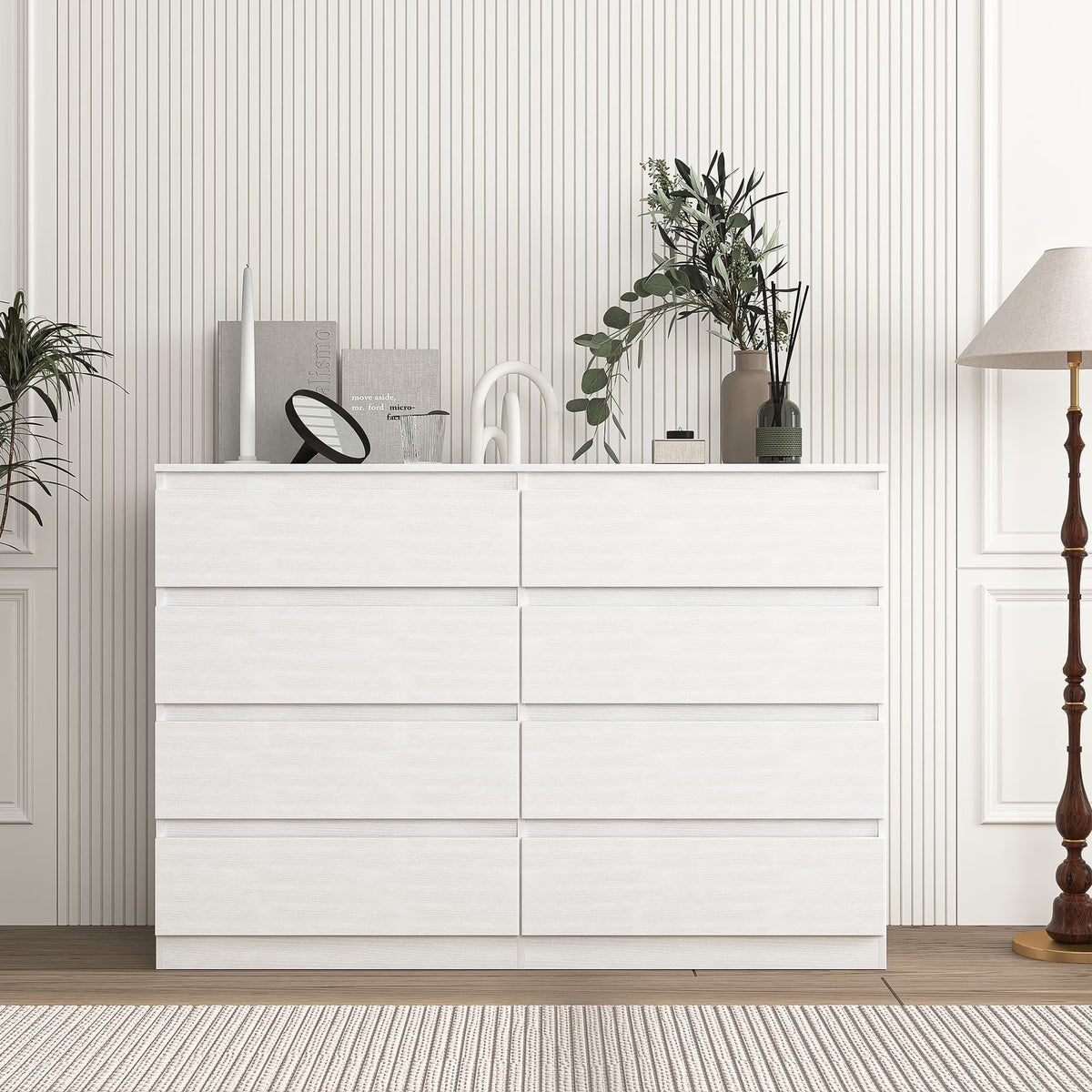 2026 NewResenkos Modern Mid Century 6 Drawer Wide Dressers Chests for Bedroom, Chest of Drawer Organizer Grey