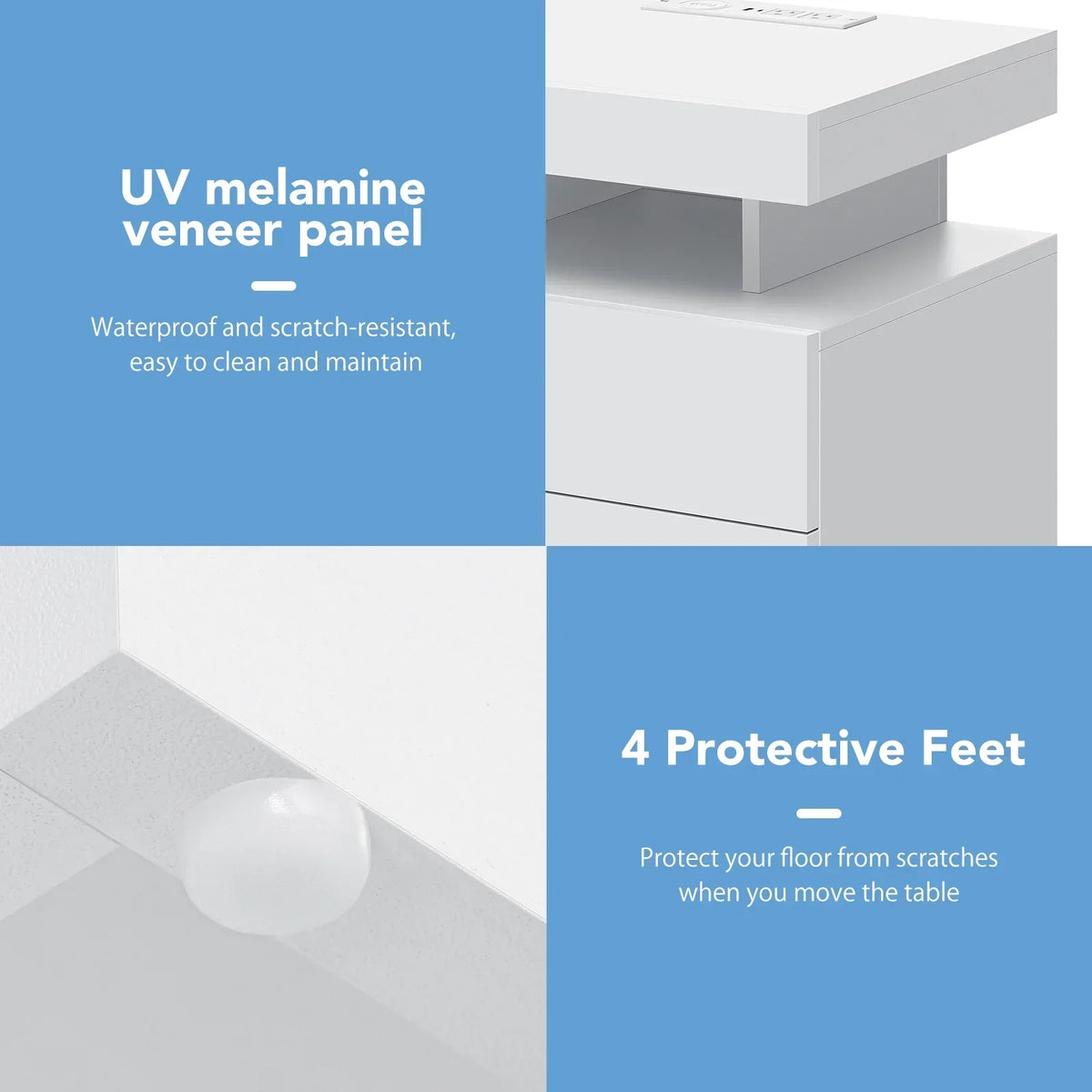 2026 NewHommpa LED Nightstand Wireless Charging Station USB Type C Outlets Bedside Table 3 Drawers Black Night Table Modern Smart Nightstand High Gloss End Side Table for Bedroom Furniture 26.8" Tall