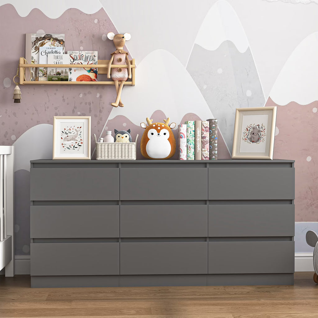 2026 NewKadyn Modern 6 Drawer Dresser Wood Cabinet,Dresser for Bedroom, Kitchen Storage Cabinet with Drawers, Chest of Drawers(Black)