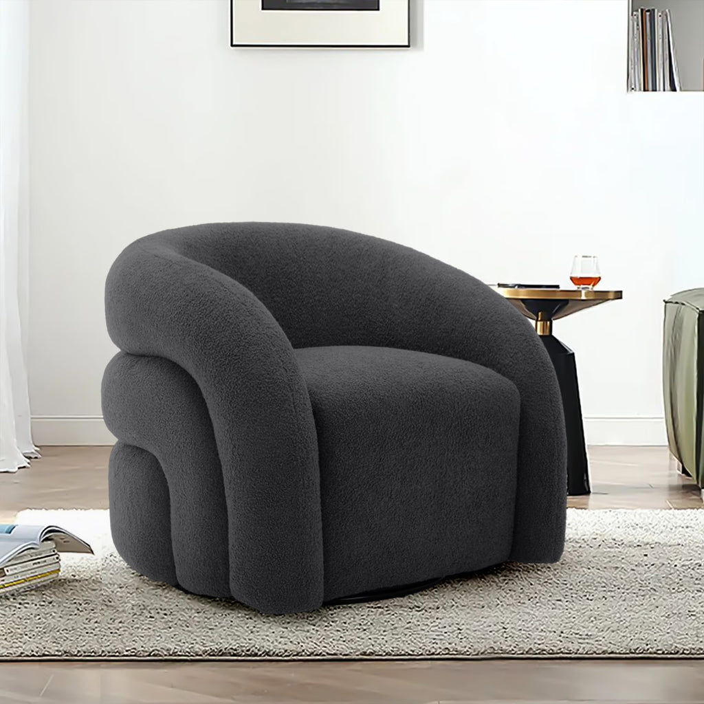 2026 New360" Swivel Accent Chair for Living Room, Boucle Barrel Armchair Single Sofa Chair Reading Chair, Sage Green