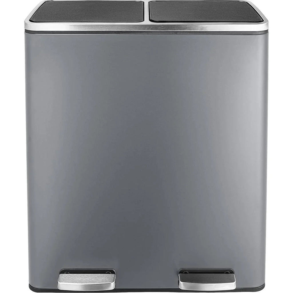 2026 NewArlopu 60 L/16 gal Dual Trash Can, Stainless Steel Garbage Can for Kitchen, Recycle Bin with Lid