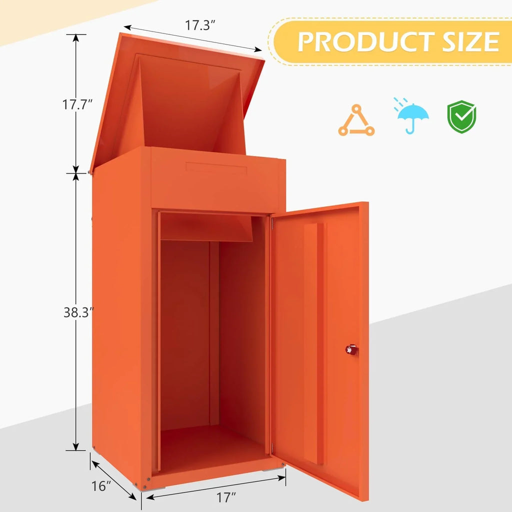 2026 NewAECOJOY Package Delivery Boxes for Outside Parcel Drop Box Outdoor Storage Box Wall Mounted Express Mail Package Delivery Box 17" x 16" x 38.3" Black