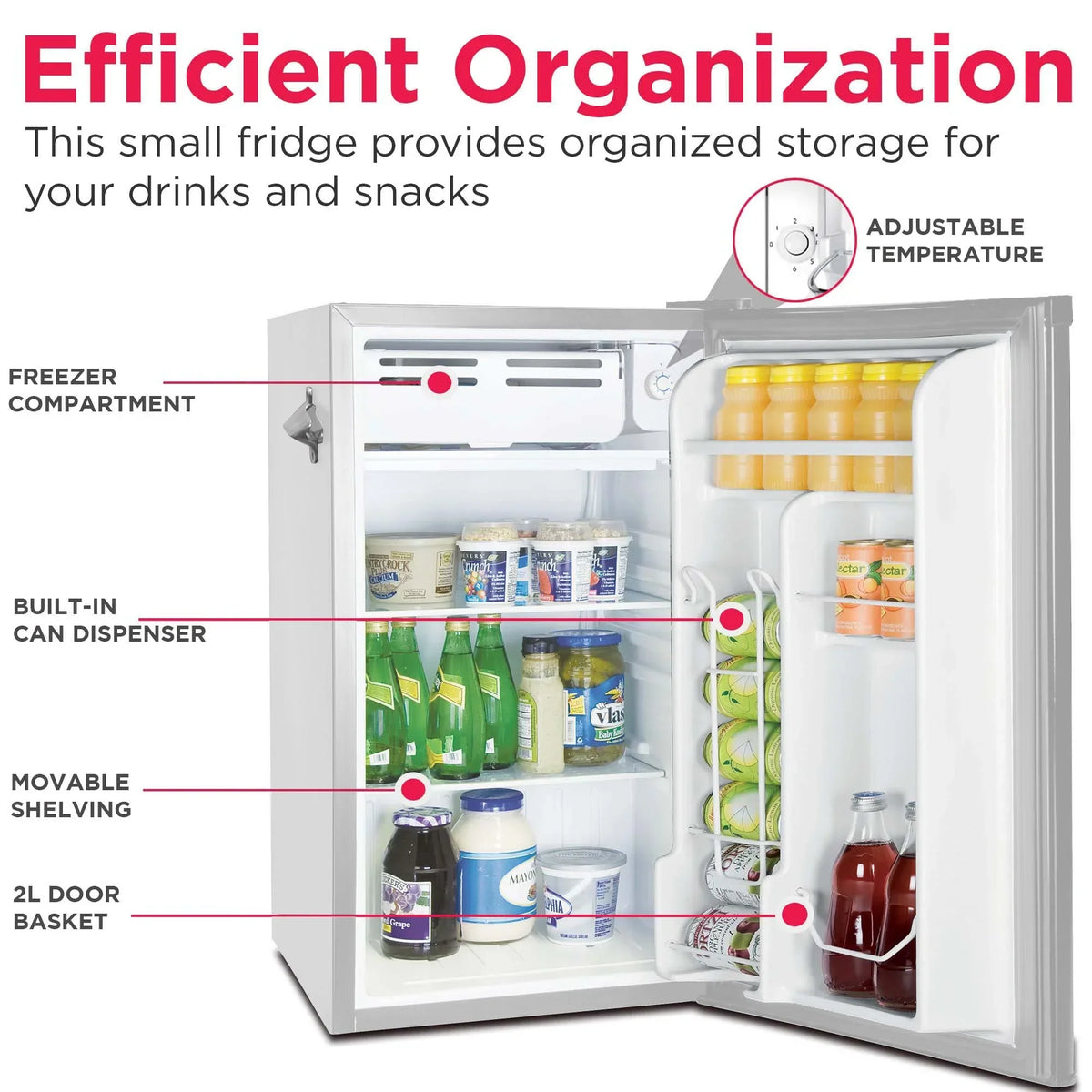 2026 NewFrigidaire EFR376-C-PINK 3.2-Cu.-Ft. 65-Watt Retro Bar Fridge with Side Bottle Opener (Pink)
