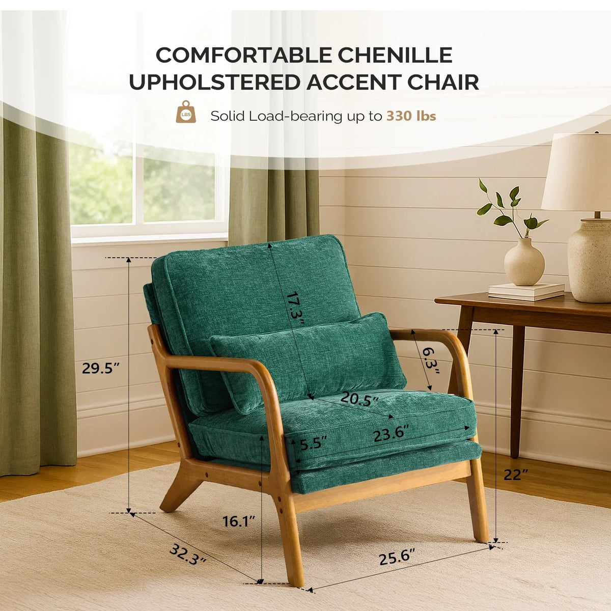 2026 NewKtaxon Accent Chair Corduroy Upholstered Armchair, Reading Club Chair with Pillow and Solid Wood Frame for Living Room Bedroom Furniture Off White