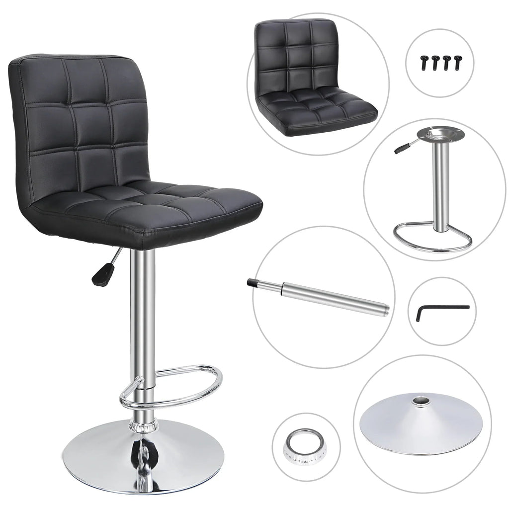2026 NewZENY Set of 4 Bar Stool Soft Cushion Metal Frame 24-32" Swivel Chair, Black