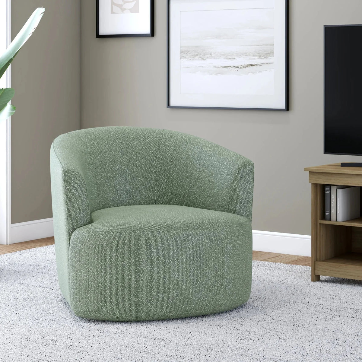2026 NewMainstays Boucle Swivel Accent Chair, Taupe