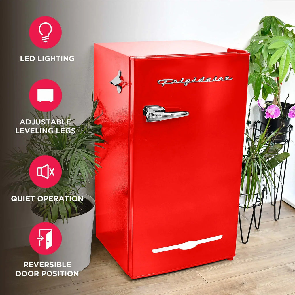 2026 NewFrigidaire EFR376-C-PINK 3.2-Cu.-Ft. 65-Watt Retro Bar Fridge with Side Bottle Opener (Pink)