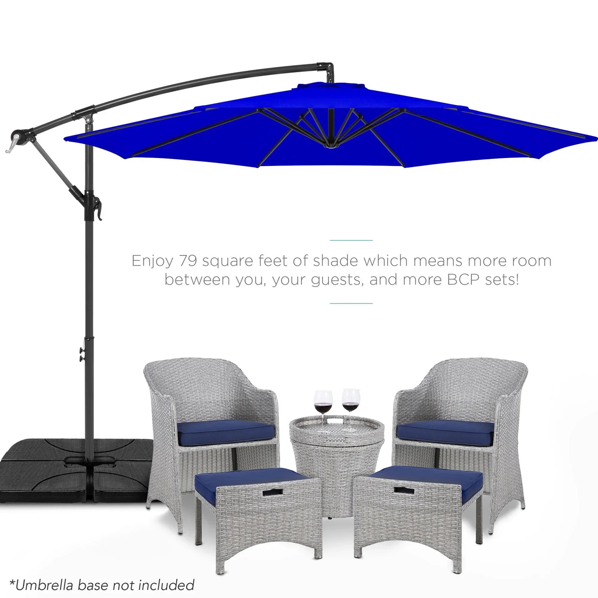 2026 NewBest Choice Products 10ft Offset Hanging Outdoor Market Patio Umbrella w/ Easy Tilt Adjustment - Tan