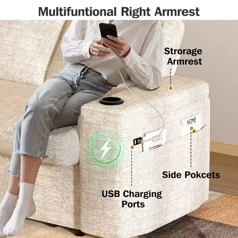 2026 Dyonery Sofá cama 4 en 1 de 65,5" con respaldos ajustables, carga USB/Type-C, portavasos y bolsillos, verde