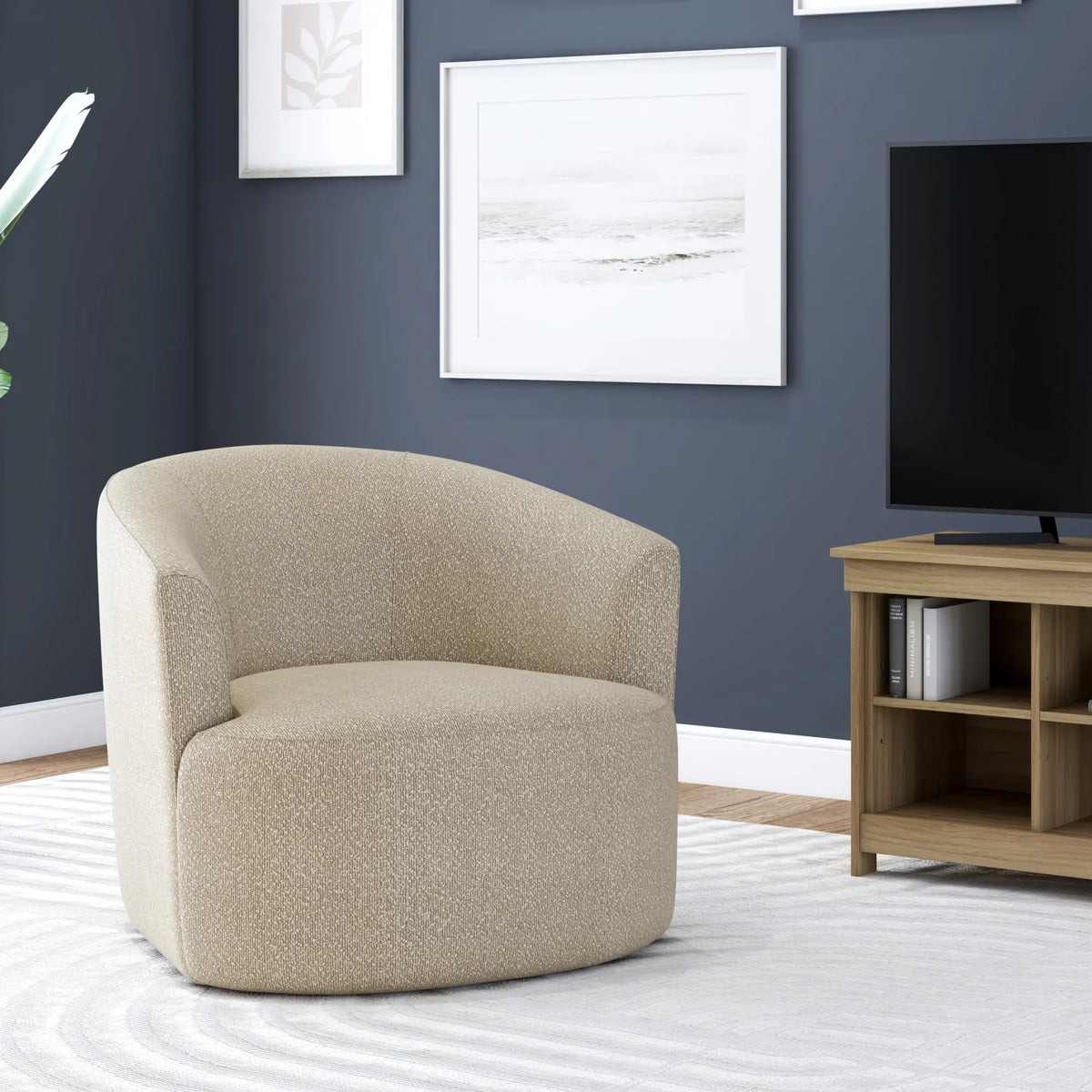 2026 NewMainstays Boucle Swivel Accent Chair, Taupe