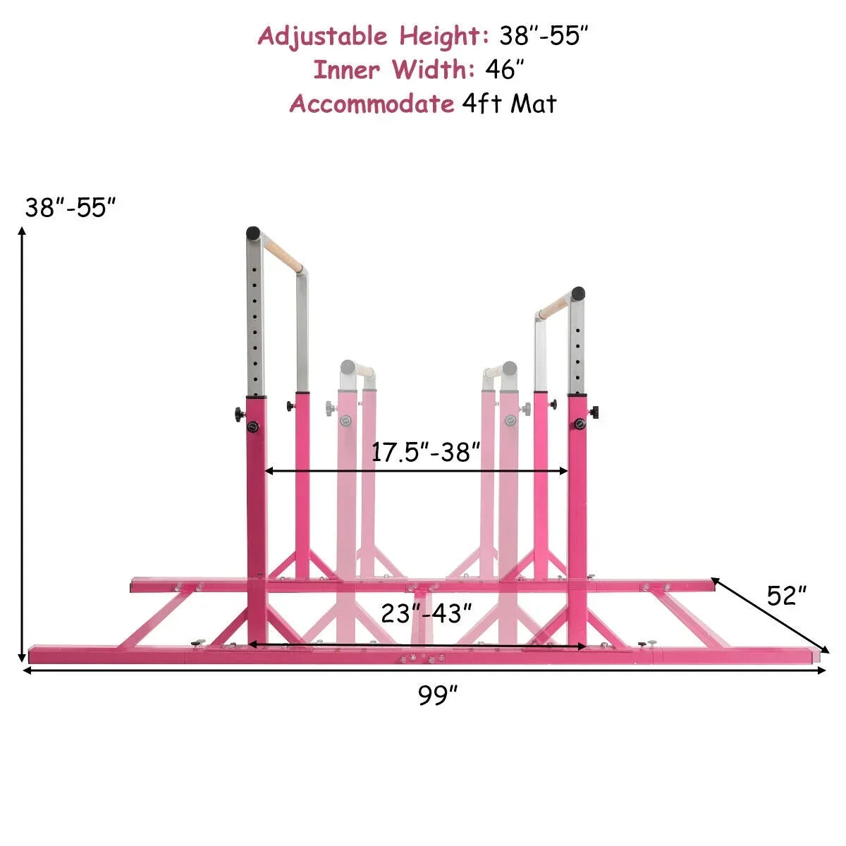 2026 NewCostway Kids Gymnastics Parallel Bars Double Horizontal Bars Adjustable Width Height