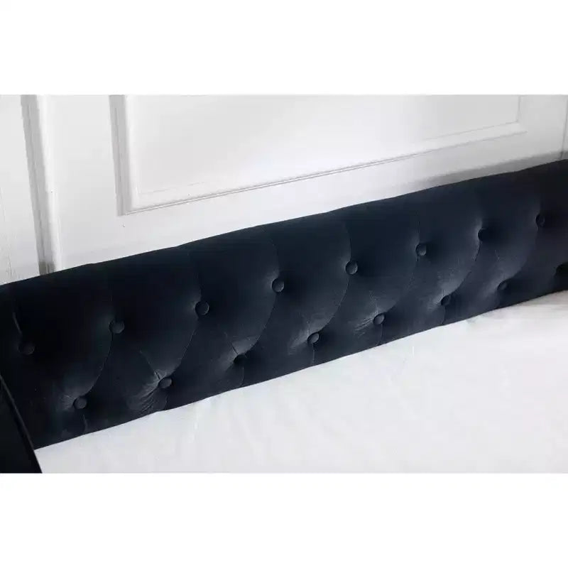 2026 Cama sofá Twin con cama nido, tapizada en terciopelo, puerto USB y bolsillos laterales - ModernLuxe