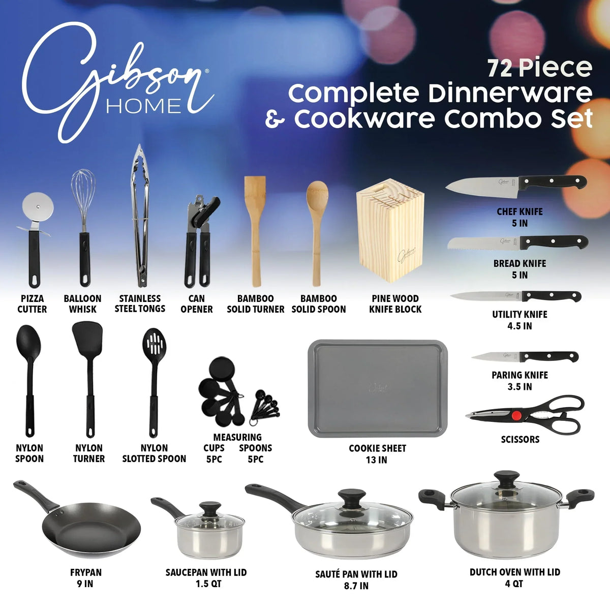 2026 NewGibson Home 71-Piece Stainless Steel Silver Cookware Combo Set