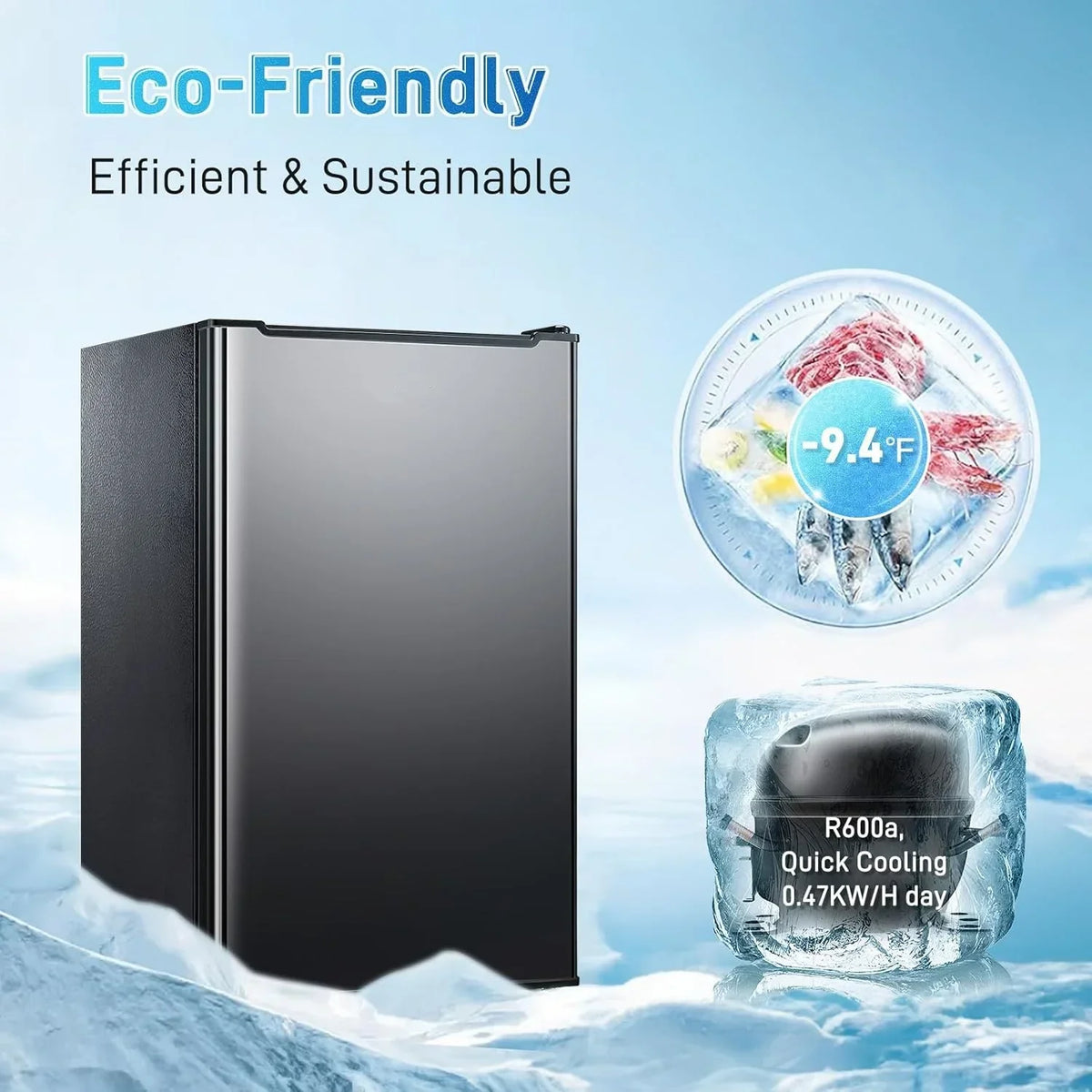 2026 NewUpright Freezer, 3.0 Cu.ft Compact Upright Freezer with Adjustable Thermostat, Mini Freezer with Reversible Stainless Steel Single Door, Silver