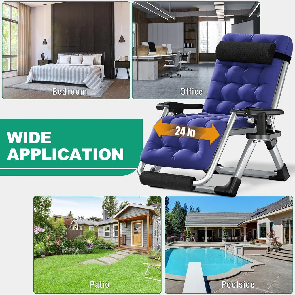 2026 NewNAIZEA 2 Pack Zero Gravity Chair, Foldable Portable Lawn Recliner with Cushion, Headrest, Cup Holder, Black