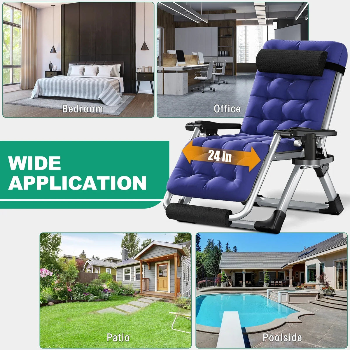 2026 NewNAIZEA 2 Pack Zero Gravity Chair, Foldable Portable Lawn Recliner with Cushion, Headrest, Cup Holder, Black