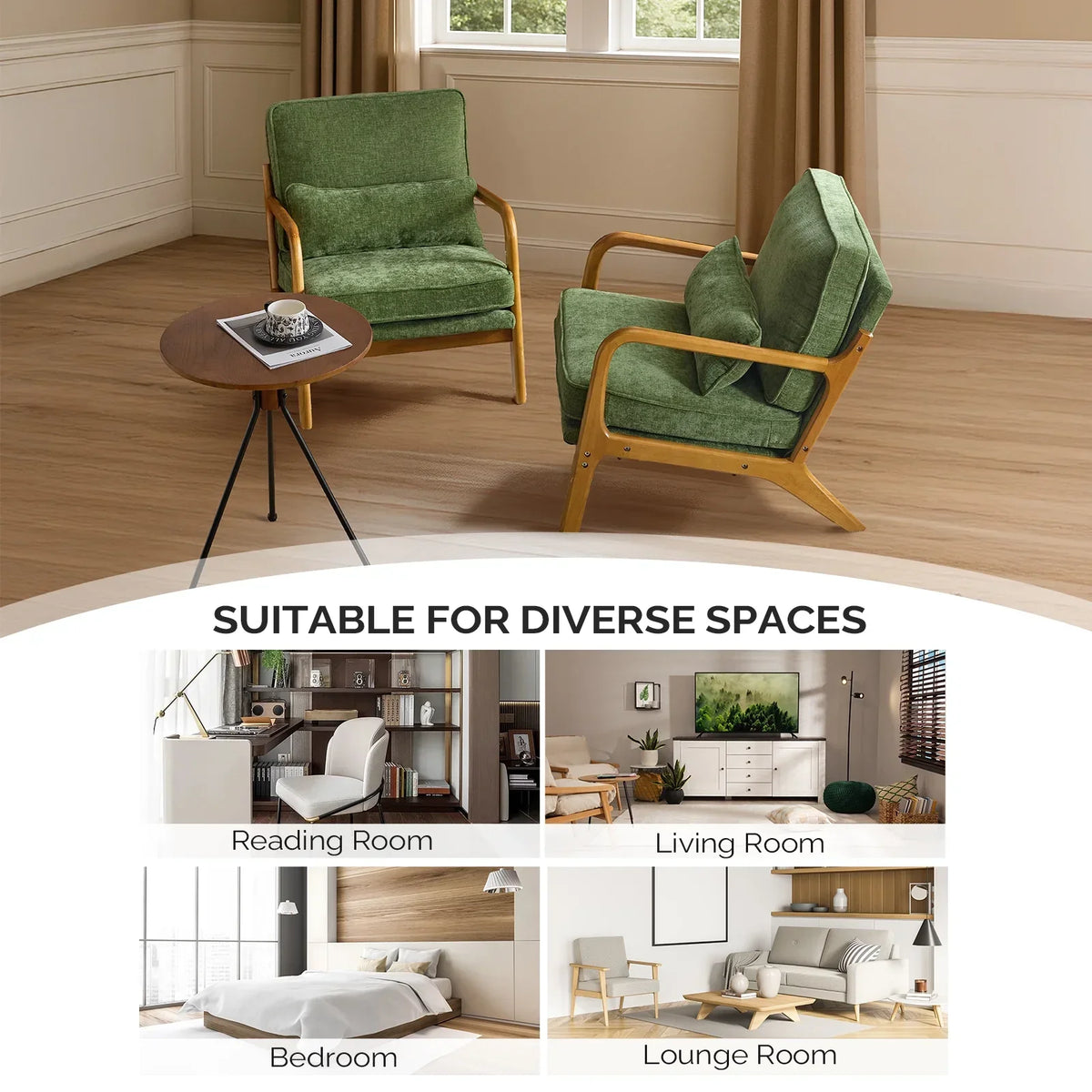 2026 NewKtaxon Accent Chair Corduroy Upholstered Armchair, Reading Club Chair with Pillow and Solid Wood Frame for Living Room Bedroom Furniture Off White