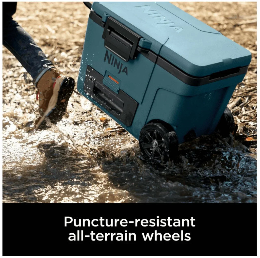 2026 NewNinja | Cooler | FrostVault 45QT Cooler with Wheels | Insulated with Temp Dry Storage Drawer | Keeps Ice Cold for Days | for The Beach, Camping, Picnics & More | Ocean Blue | FB245AOB