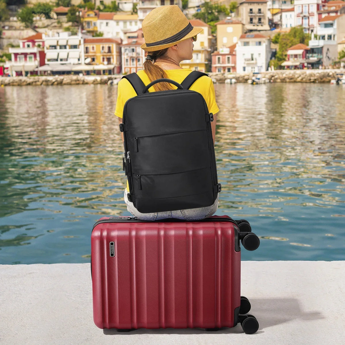 2026 NewMIUSSE Luggage Sets 3 Piece, 20 Inch Carry On Luggage with Wheels, 100% PC Hardshell Suitcase with TSA Lock, Carry On Suitcases Airline Approved With Travel Backpack for Men Women