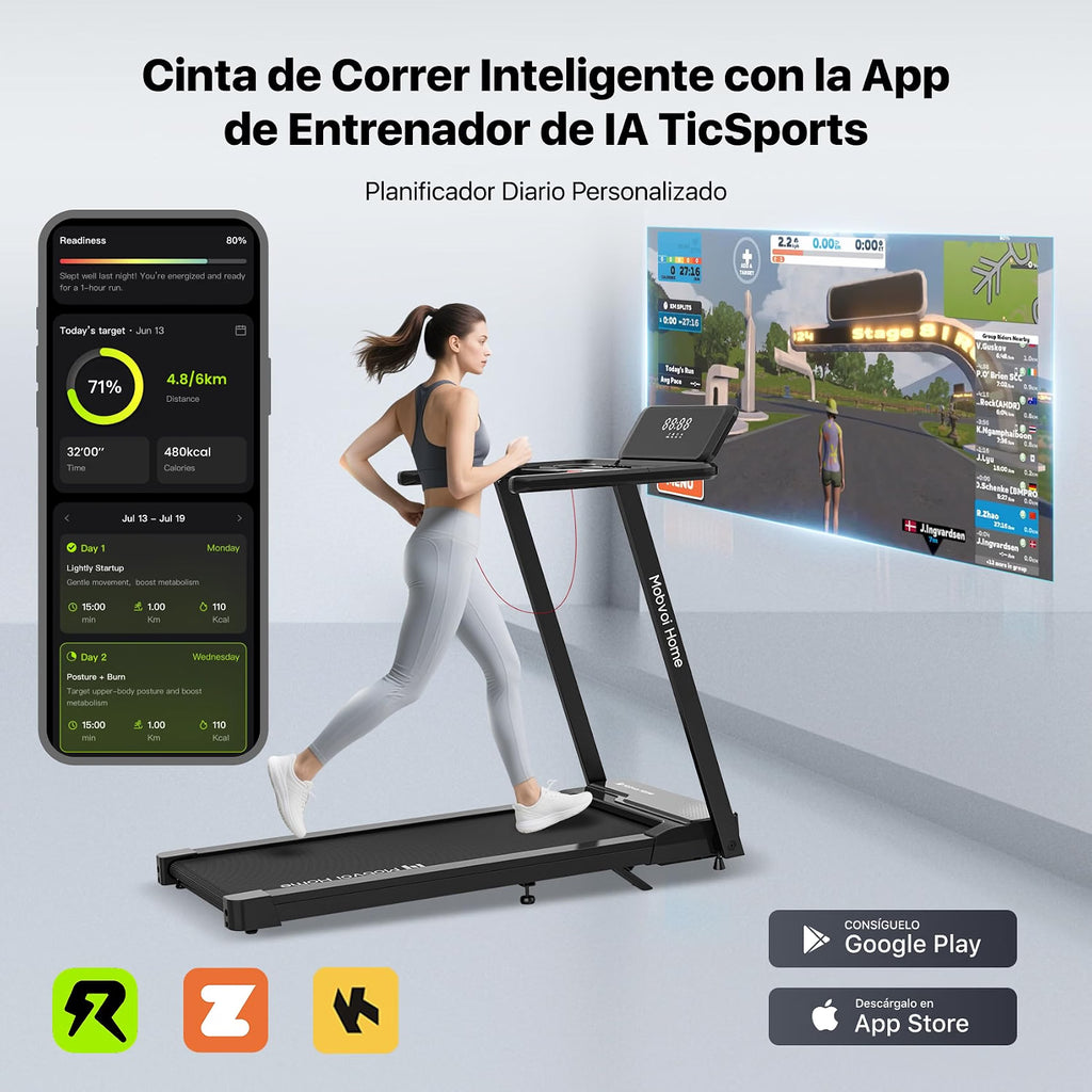 2026 Mobvoi Cinta de Correr 3 en 1 Cinta de Correr Casera Plataforma para Caminar en Casa，Cintas de Correr eléctricas, Cintas de Correr para Oficina，12 km/h 120 kg