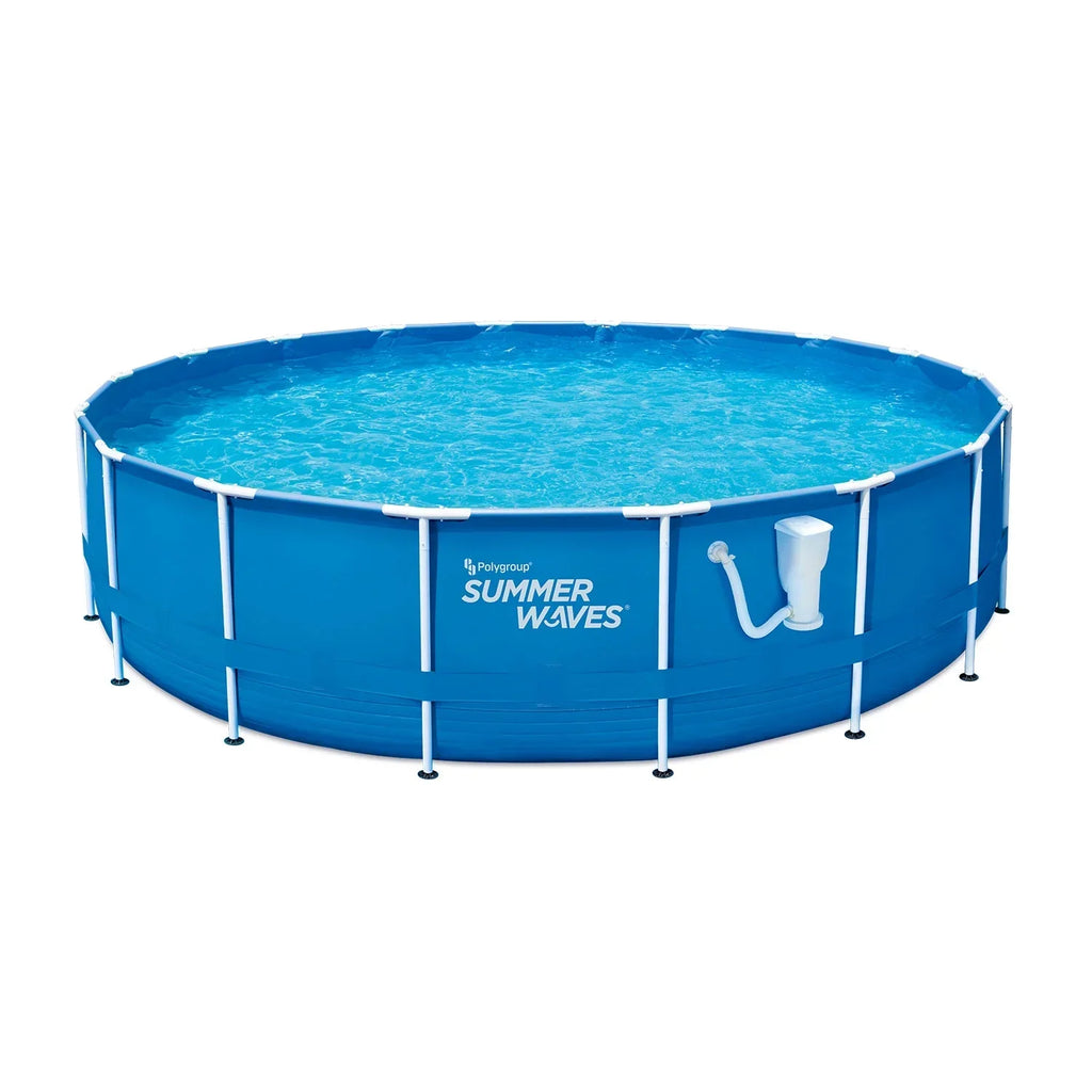 2026 NewOpen Box Summer Waves Active 10 Foot Metal Frame Above Ground Pool Set w/ Pump