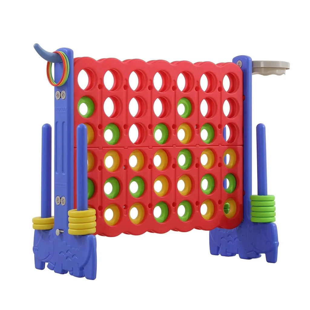 2026 NewUNICOO® 3-in-1 Giant 4 in A Row Game, Featuring Basketball Hoop, Ring Toss Game & 4-to-Score Game. Perfect for Kids & Adults, Parties & Gatherings with Carrying Bag (Red + Blue)