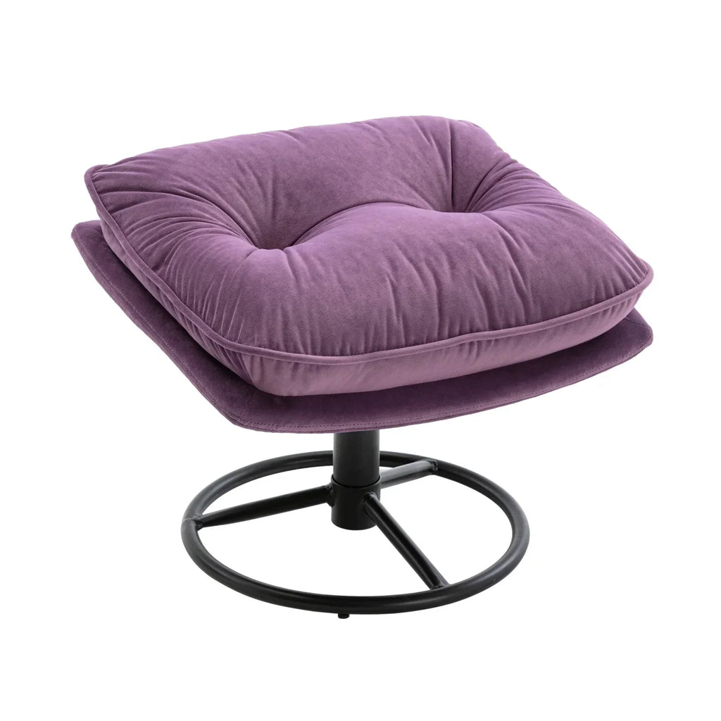 2026 NewVelvet Swivel Accent Chair with Ottoman, Modern Chaise Lounge Chair with Metal Frame and Footstool, Comfy Armchair Reading Chair for Living Room Bedroom Office,Blue