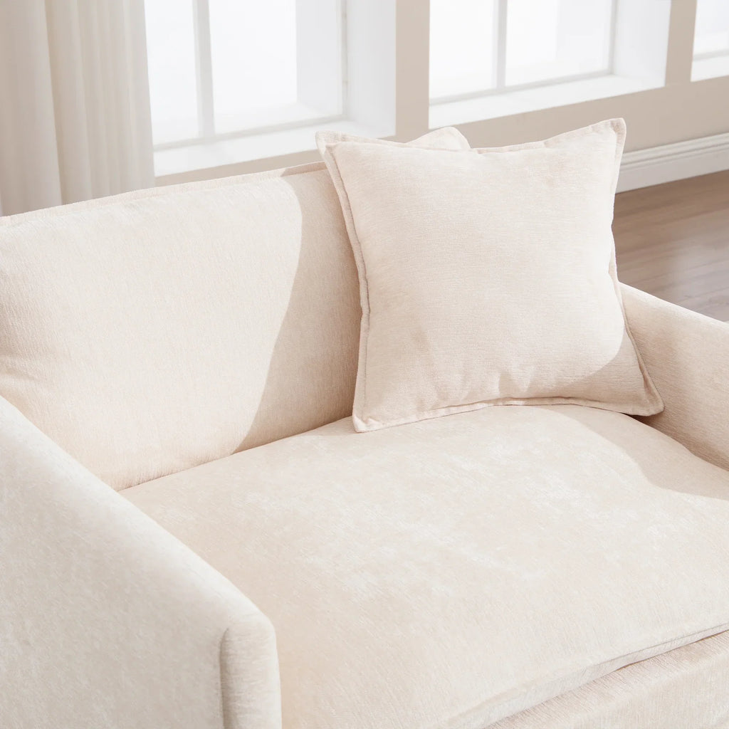 2026 NewMuumblus Oversized Lounge Chair with Ottoman, Cloud Accent Armchair for Living Room, Beige Chenille