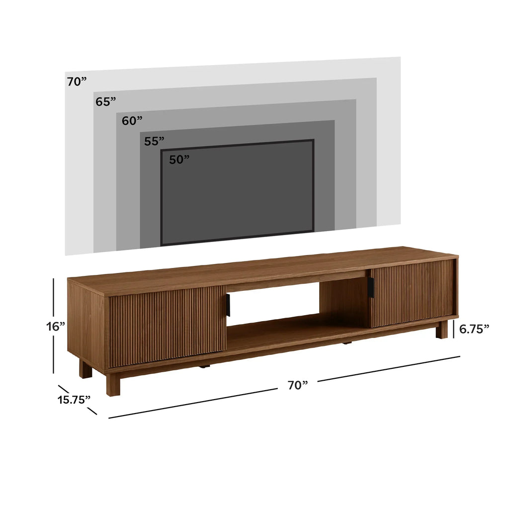 2026 NewWalker Edison Mid-Century Modern Reeded 2-Door TV Stand for TVs up to 80", Coastal Oak