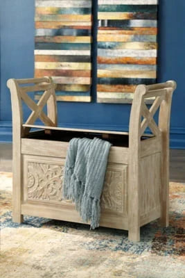 2026 NewSignature Design by Ashley Casual Fossil Ridge Accent Bench Whitewash