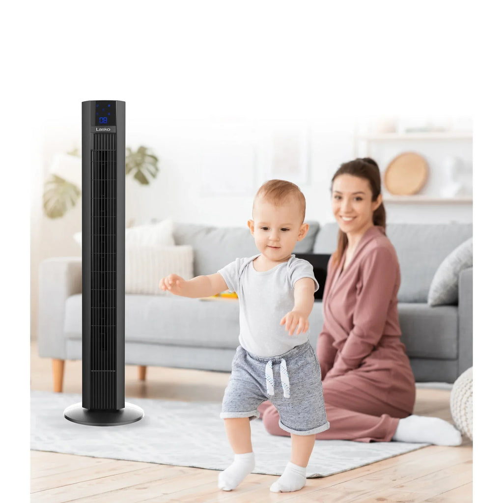 2026 NewLasko Xtra Air 48" 4-Speed Oscillating Remote Controlled Tower Fan, Black T48336