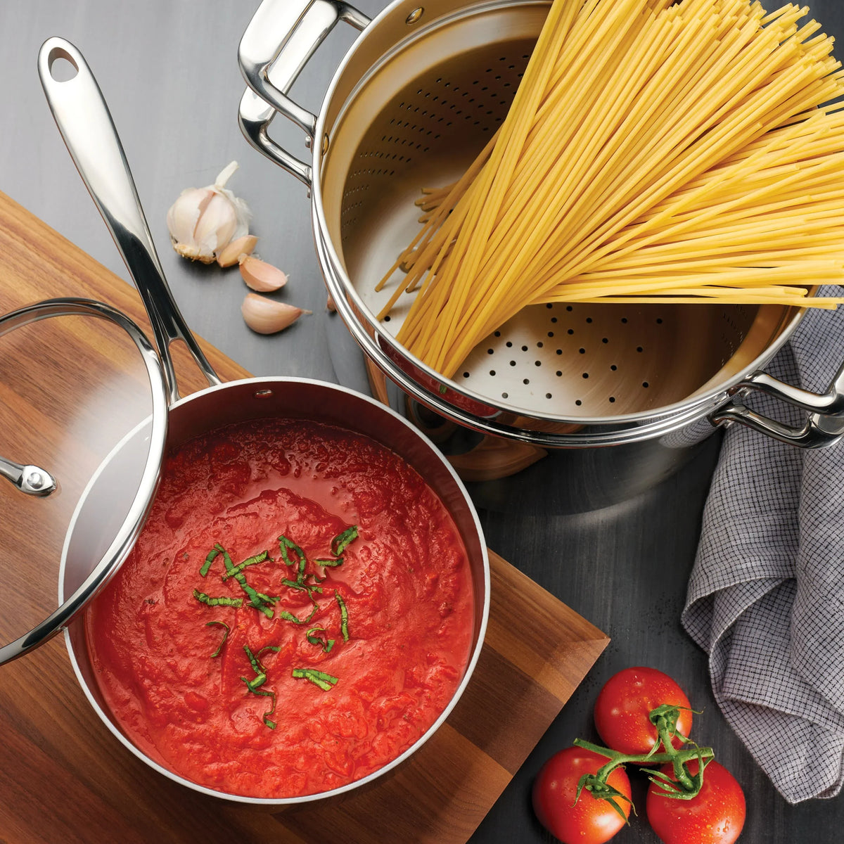 2026 NewTramontina 14-Piece Tri-Ply Clad Stainless Steel Cookware Set, with Glass Lids