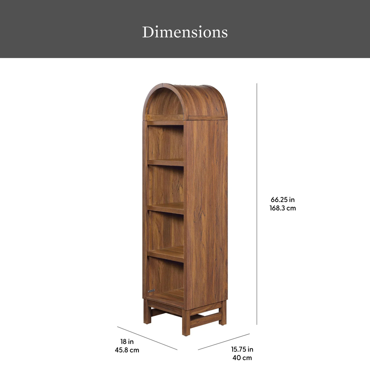 2026 NewBetter Homes & Gardens Juliet Narrow Arch Bookcase, Rich Black and Light Honey