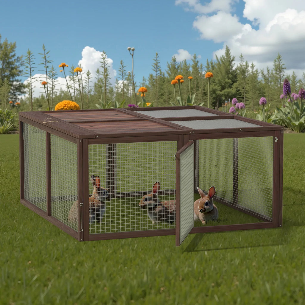 2026 NewPortable Chicken Coop Run Rabbit Hutch Outdoor Small Animal Cage House Wooden Poultry Enclosure for Bunny, Duck, Chick, Quail, No Assembly Required