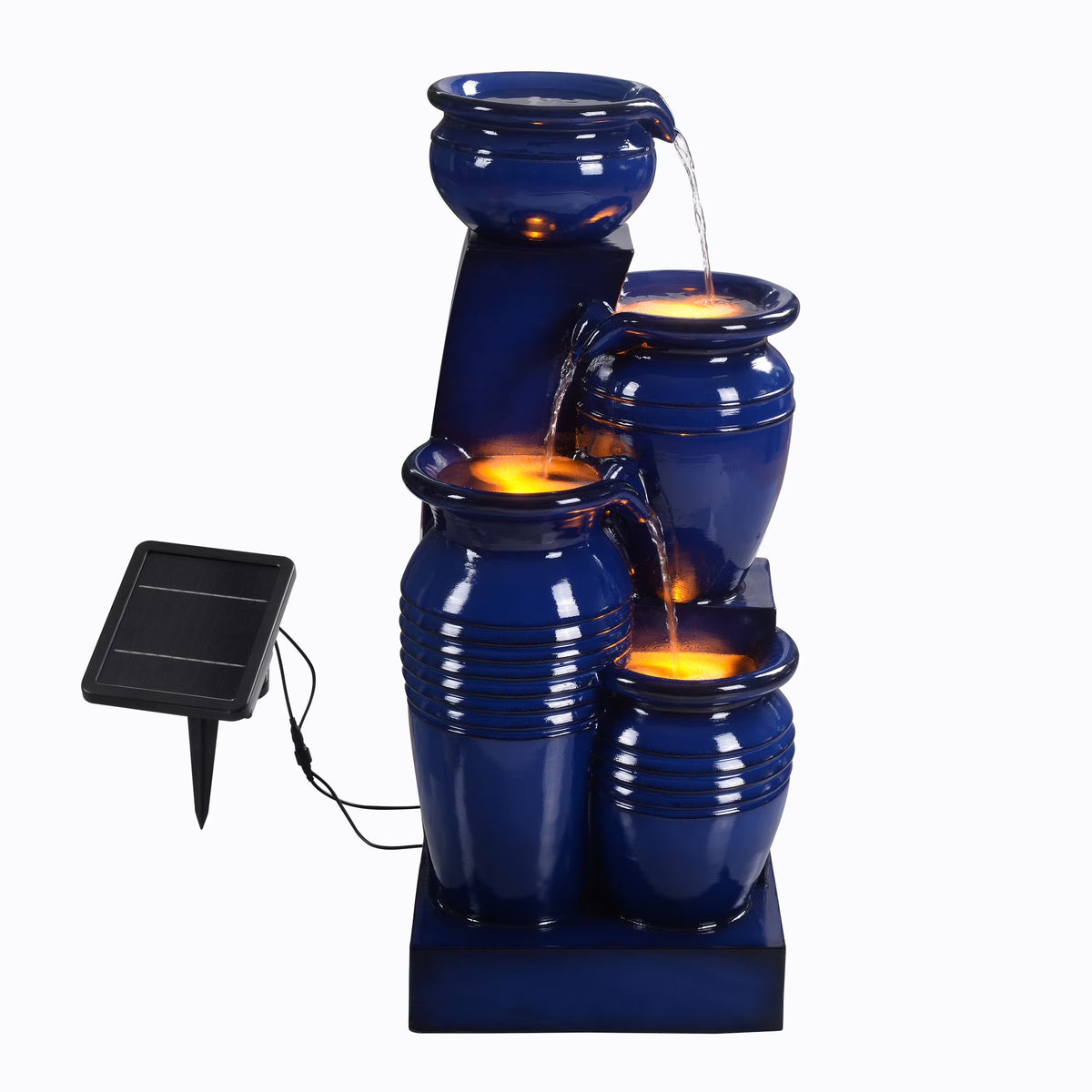 2026 NewTeamson Home 28.74" Solar Water Fountain with LED Lights, Navy