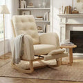 2026 Sillón mecedora deslizante tapizado con bolsillo lateral, estructura de madera, 1 plaza