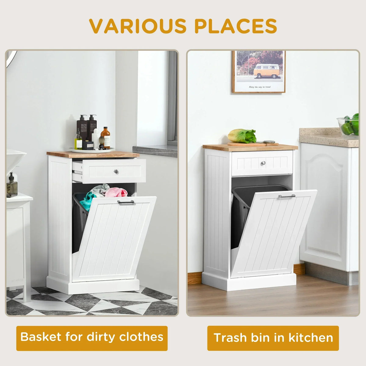 2026 NewHOMCOM Kitchen Tilt Out Trash Bin Cabinet, Free Standing Recycling Cabinet