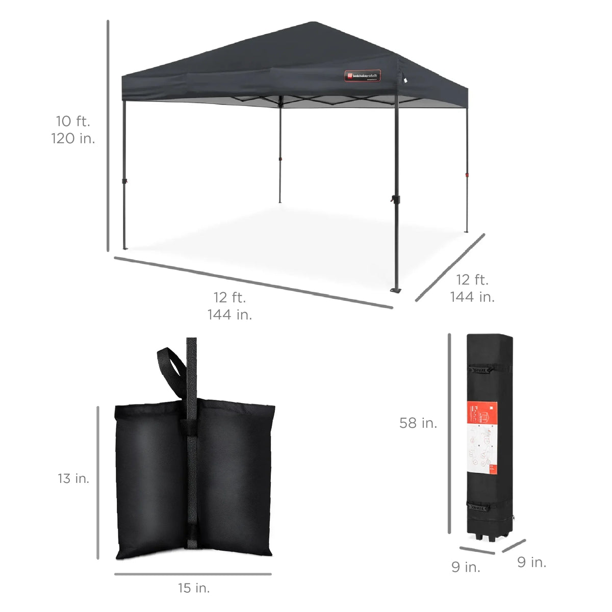 2026 NewBest Choice Products 12x12ft Easy Setup Pop Up Canopy w/ 1-Button Setup, Wheeled Case, 4 Weight Bags - Navy Blue