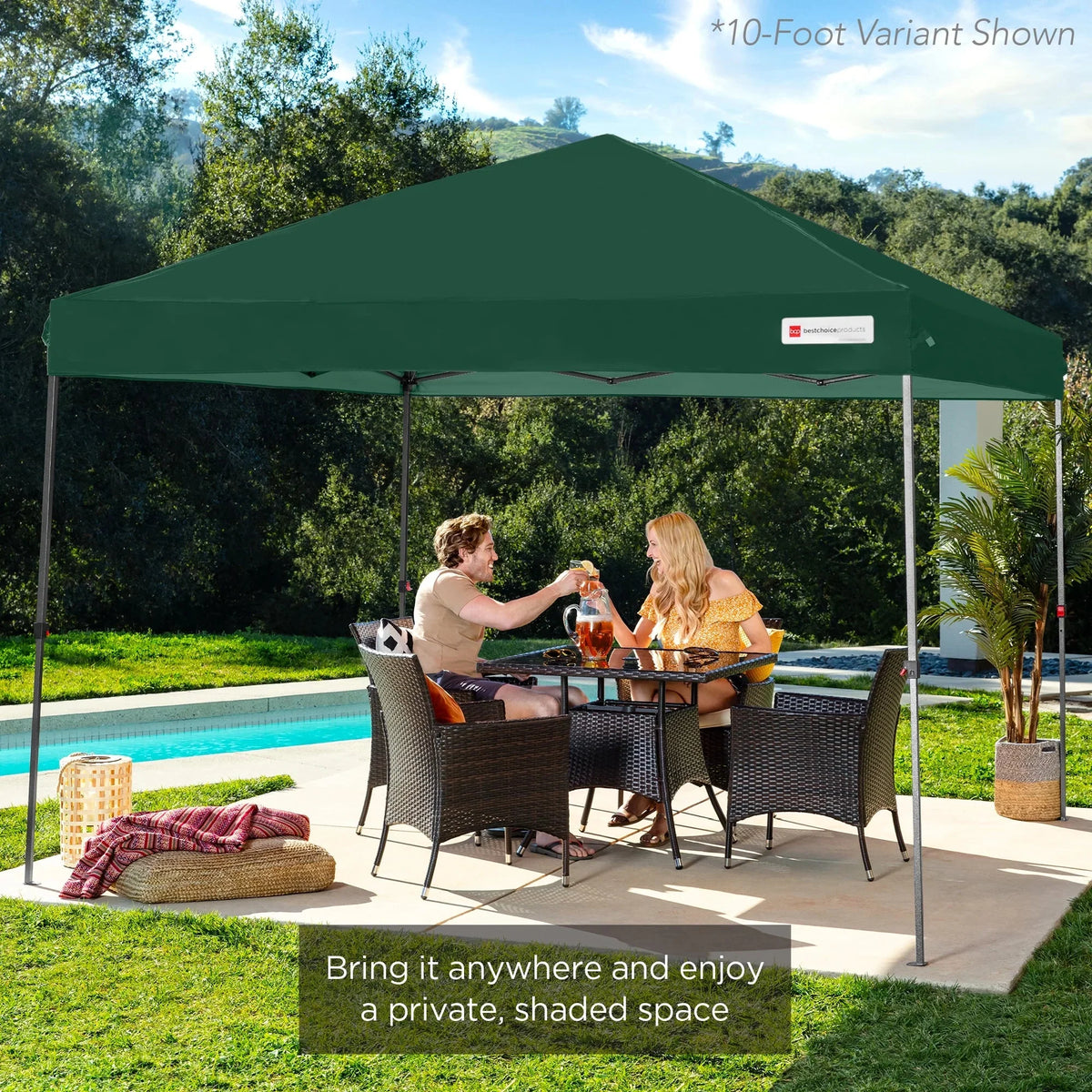 2026 NewBest Choice Products 12x12ft Easy Setup Pop Up Canopy w/ 1-Button Setup, Wheeled Case, 4 Weight Bags - Navy Blue
