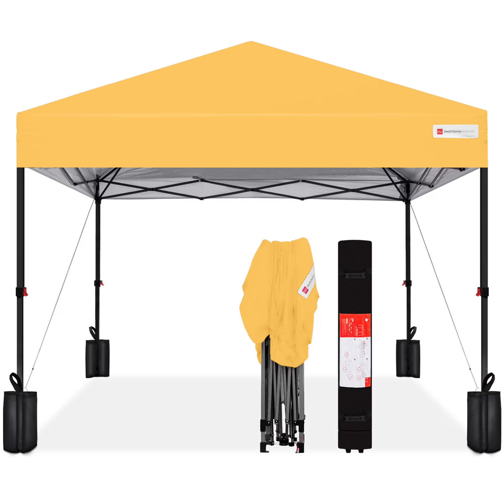 2026 NewBest Choice Products 12x12ft Easy Setup Pop Up Canopy w/ 1-Button Setup, Wheeled Case, 4 Weight Bags - Navy Blue